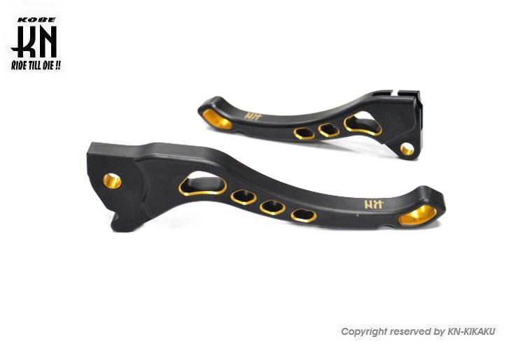 KN デュアルカラーレバー3 排ガス規制前 ブラック/ゴールド ジョグ系 バイク ハンドル パーツ