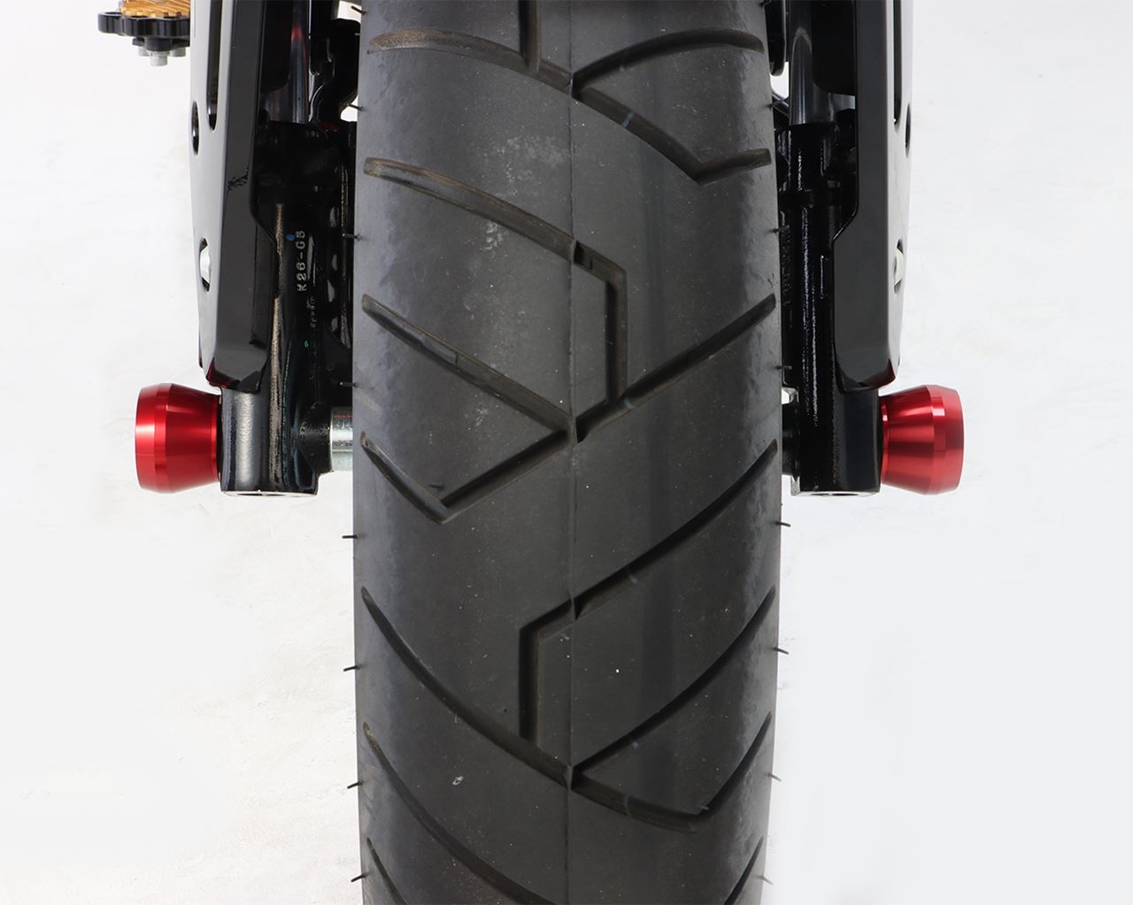 Axle Protector, Red Anodized, for φ12, GROM, Monkey 125, etc., 2 pieces