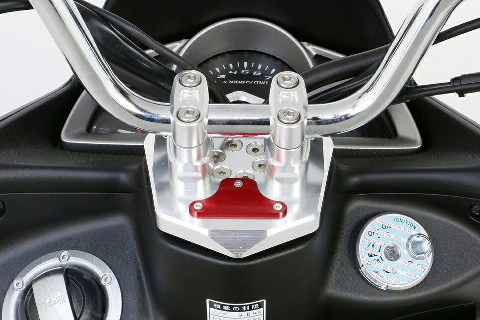 ハンドルポスト\U0026カバーセット シルバー/レッド マジェスティS