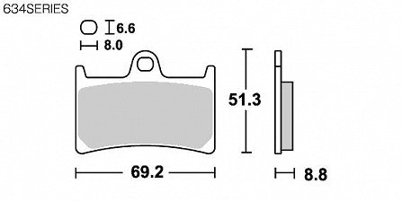 SBS Brake Pads 634 Series DS-2 Racing Dual Sinter Front Only