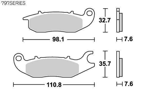 Brake pads, 797 Series HS (Street Excel, Front) for GROM, CT125 Hunter Cub, etc.
