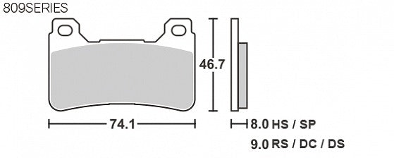 SBS Brake Pads 809 Series DS-1 Racing Dual Sinter Front Use Only