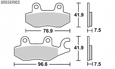 SBS Brake Pads 955 Series DS-1 Racing Dual Sinter Front