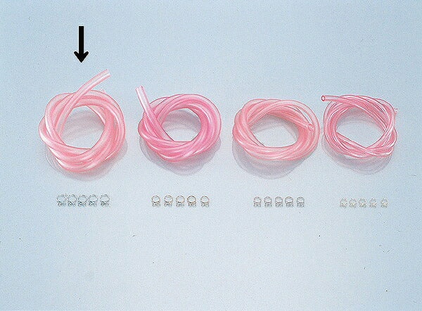 スーパーフュエルホースセット ピンク (内径φ8 X クリップφ12 X 1m)