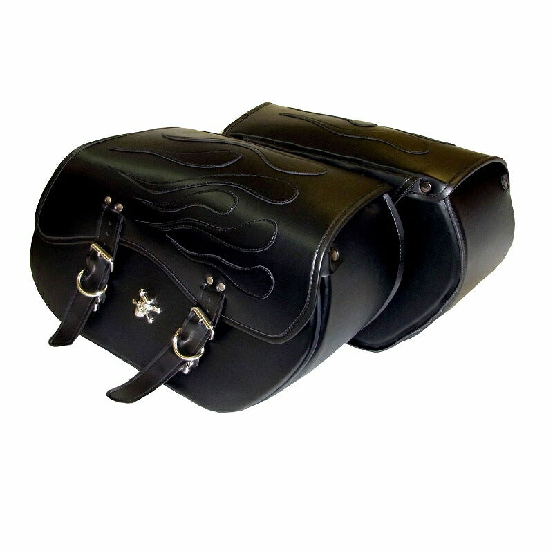 XROSS BASIC DOUBLE Saddlebag Double Bag Black/Black Drop Silver Skull