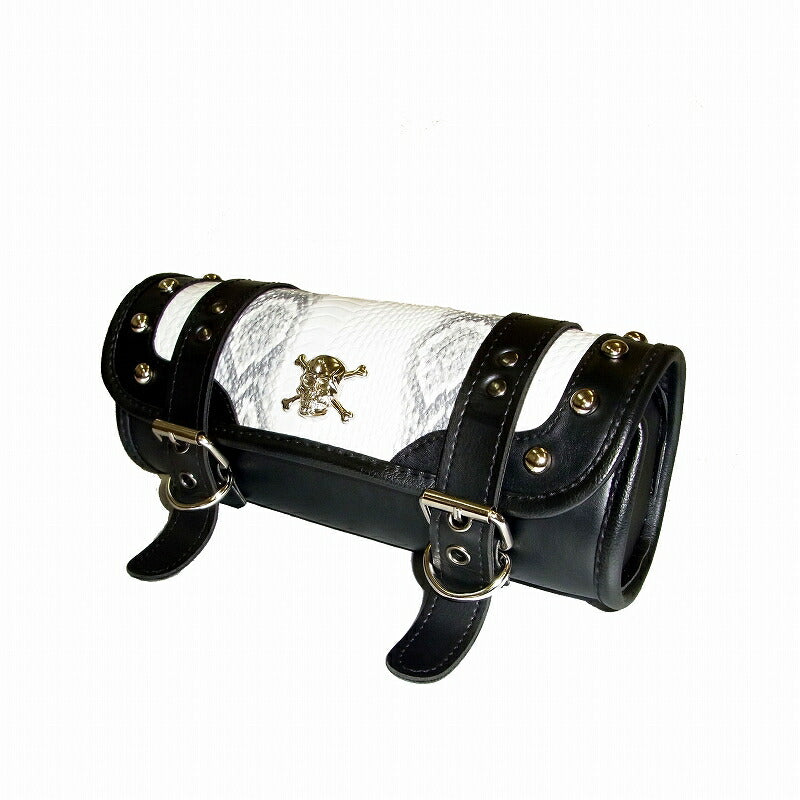 XROSS TOOL BAG SMALL Saddlebag Black/White Python Silver Skull