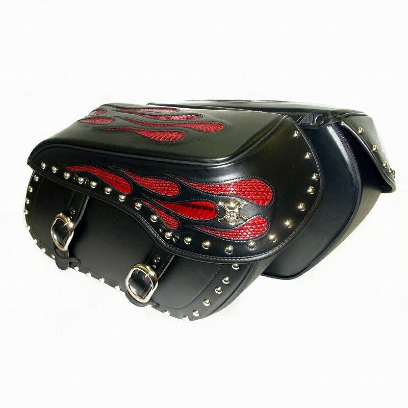 XROSS LARGE DOUBLE Side Bag Double Bag Black/Red Python Silver Skull