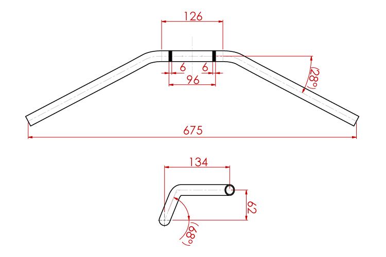 Superbike Handlebar Type 4 Black Plated 22.2φ ZRX1200 MT-07 CB1100EX SV650