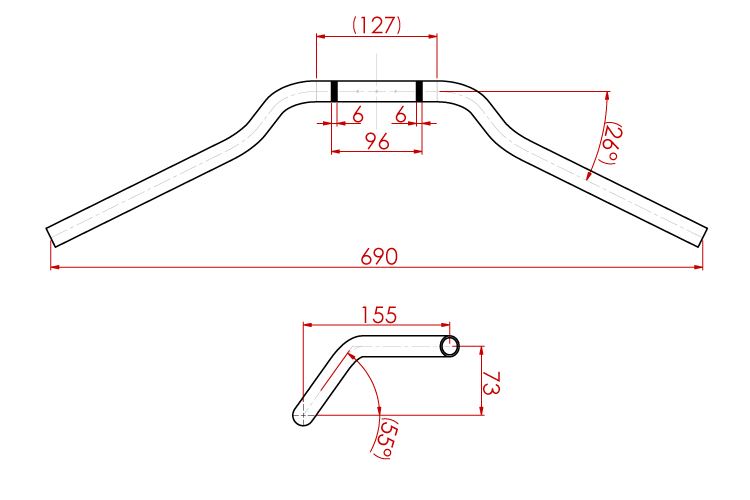 Super Bar European Handlebar Type 1 Black Plating 22.2mm ZRX1200 MT-07 CB1100EX SV650