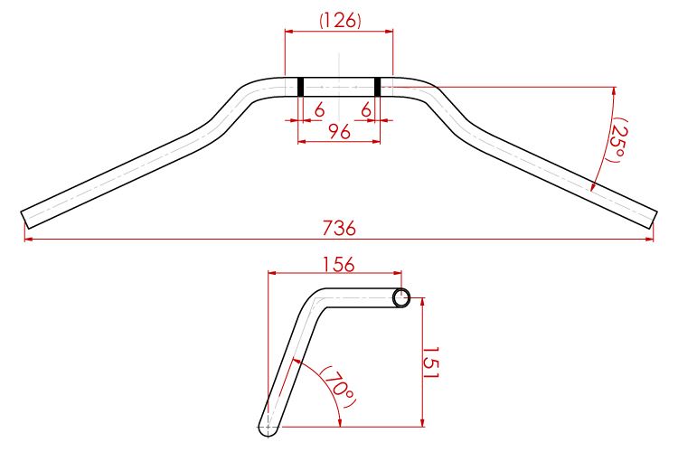 Superbike European Handlebar Type 4 Black Plated 22.2φ ZRX1200 MT-07 CB1100EX SV650
