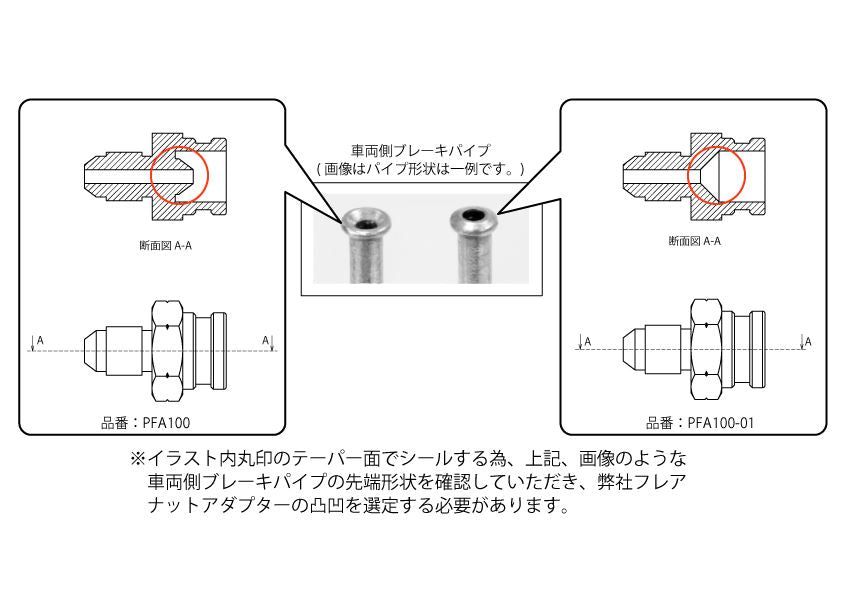 PFA100 フレアナットアダプター メッキ M10×P1.00 1個