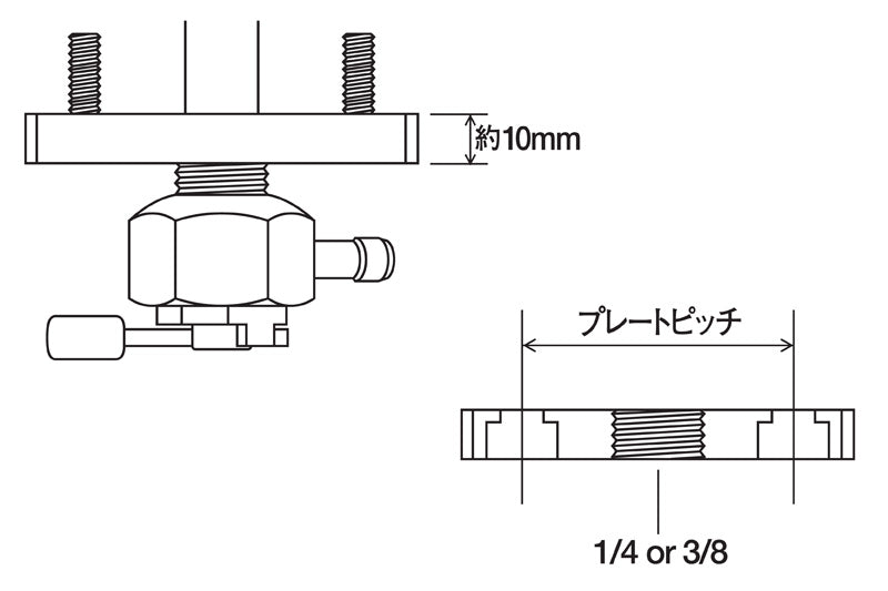 フィッティングアダプター プレートタイプ 1/4インチ用 プレートピッチ50mm