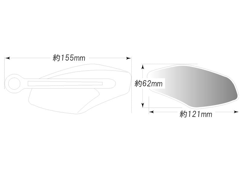 Flat Low Mirror, Black, M10-P1.25, Lance Type 2/Left Side
