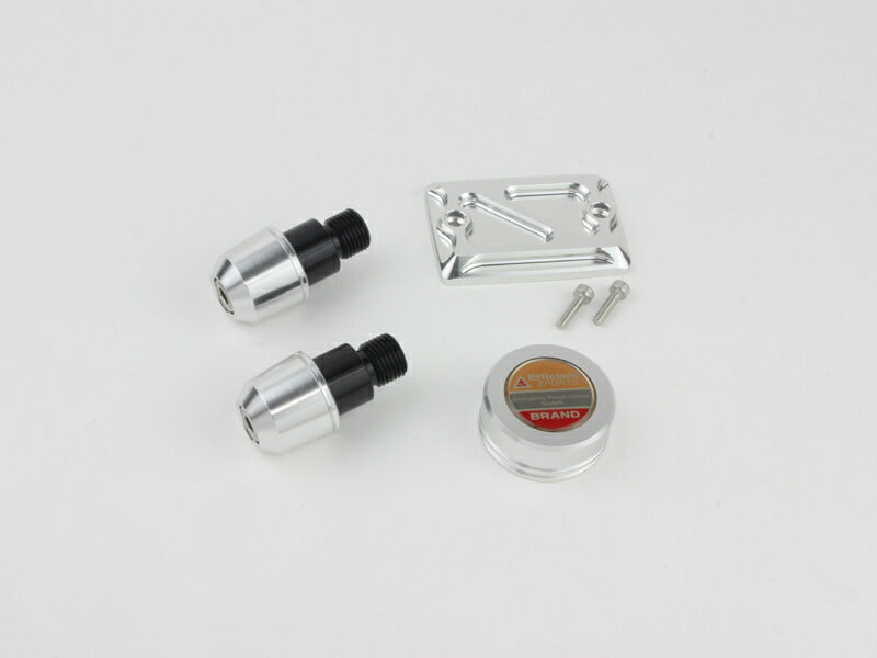Dress-up 3-piece set: Front and Rear Master Cylinder Caps & Solid Bar Ends (Silver) for MT-07/MT-09/XSR900