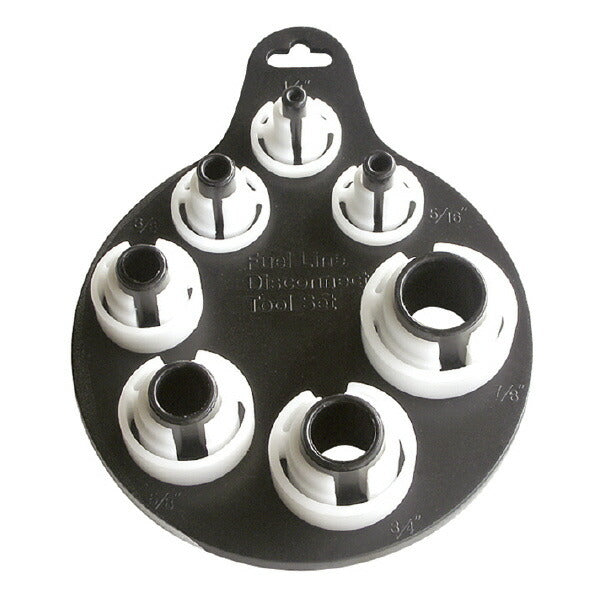 Fuel Line Disconnect Tool Attachment Sizes: 1/4 (φ22.5×15mm)・5/16 (φ23×15.5mm)・3/8 (φ25×15.5mm)・1/2 (φ26×18.5mm)・5/8 (φ31×19mm)・3/4 (φ34×18.5mm)・7/8 (φ37×19mm)