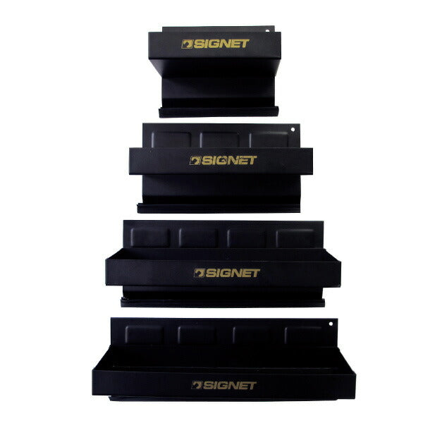 マグネットパーツトレイセット (ブラック) トレイサイズ(幅×奥行×深さmm):152×114×32・210×114×32・267×114×32・308×114×32 耐荷重(kg):0.6・0.77・1.0・1.17 カラー:ブラック