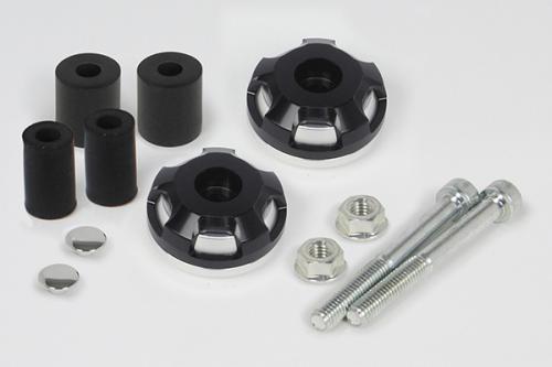 2ピースハンドルバーエンド シルバー/ブラック 内径約φ18/φ13用 汎用