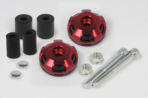 2ピースハンドルバーエンド ブラック/レッド 内径約φ18/φ13用 汎用