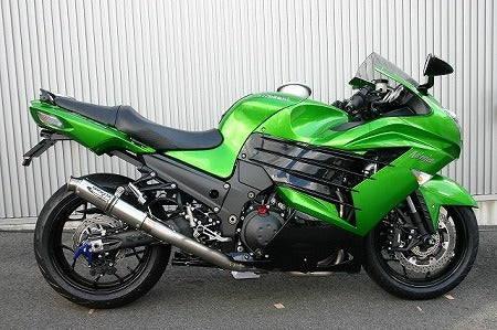 Racing Dual Slip-On Muffler Shotgun Titanium Curl End ZX-14R '12-'15