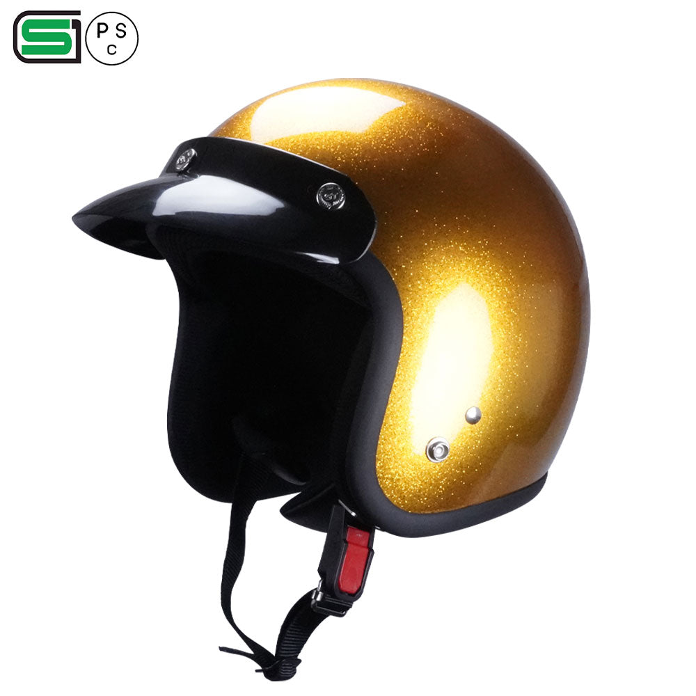 ジェットヘルメット ジェットヘル ショートバイザー付き 送料無料 ヘルメット ラメ入り スモール ノスタルジック GT301 GT-301 レトロ