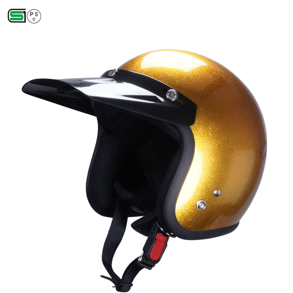 ジェットヘルメット ジェットヘル ロングバイザー付き 送料無料 ヘルメット ラメ入り スモール ノスタルジック GT301 GT-301 レトロ