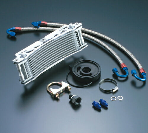 Oil Cooler Kit, Round, Silver, #6 Standard, 9-inch 10-row, CB400F (398/408cc)