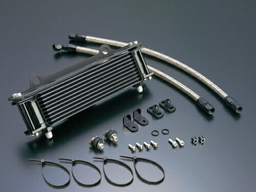 Oil Cooler Kit, Straight, Black, #6, Bottom Exit, 9in 10-row, GPZ750/F 83-85