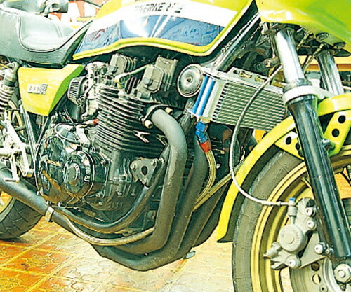 オイルクーラーキット ストレート サーモ対応 シルバー #8 サイド廻し 9インチ13段 Z1000R/J