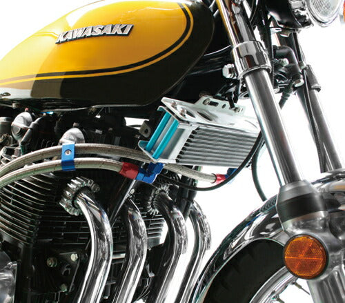 オイルクーラーキット ストレート サーモ対応 シルバー #8 サイド廻し 9インチ13段 Z1/Z2/Z750FX-1/Z1000MK2