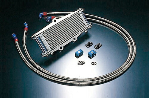 オイルクーラーキット ストレート サーモ対応 シルバー #6 サイド廻し 9インチ10段 ゼファー400/X