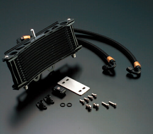 Oil Cooler Kit, Round, Thermo-Compatible, Black, #6 Side Mount, 9-row 13-stage, XJR400 93-96/XJR400R 95-07/XJR400R2 96
