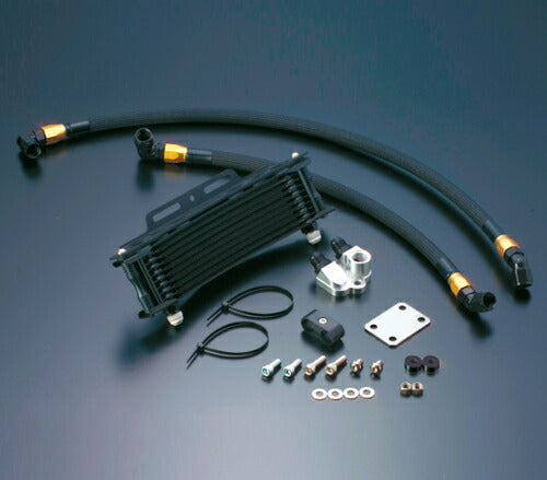 Oil Cooler Kit Round Thermostat Compatible Black #8 Side Routing 9-row 10-stage Z1000R/J
