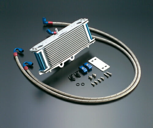 オイルクーラーキット ストレート サーモ対応 シルバー #6 サイド廻し 9インチ13段 XJR400 93-96/XJR400R 95-07/XJR400R2 96