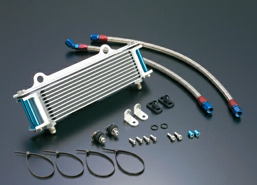 オイルクーラーキット ストレート サーモ対応 シルバー #6 サイド廻し 9インチ10段 GPZ750/F 83-85
