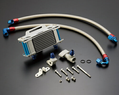 Oil Cooler Kit Straight Silver (Heat-Resistant Hose Cover) #8 Top Mount 4.5 inch 10-row Z1/Z2/Z750FX-1/Z1000MK2