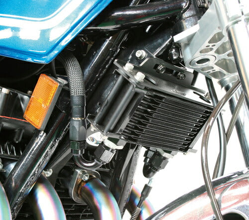 オイルクーラーキット ストレート ブラック(耐熱ホースカバー) #8 上廻し 4.5インチ10段 Z1/Z2/Z750FX-1/Z1000MK2
