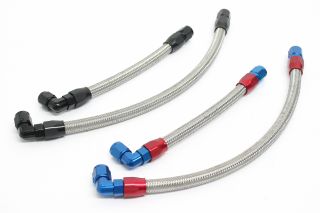 ストレートオイルクーラーホースセット ブラック(耐熱ホースカバー仕様) #6 上廻し前 9インチ13段 Z1/Z2/Z750FX-1/Z1000MK2