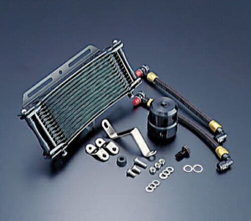 Oil Cooler Kit, Round, Black, #6, Bottom-Exit, 9-inch 13-row, Z1000R/J
