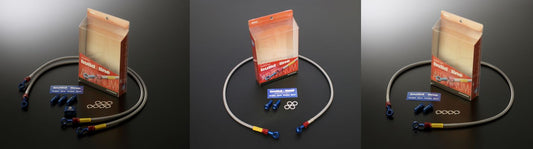 SV650(ABS) 16-18/SV650X(ABS) 18 メッシュ ブレーキホース フロント3本 クリア アルミ