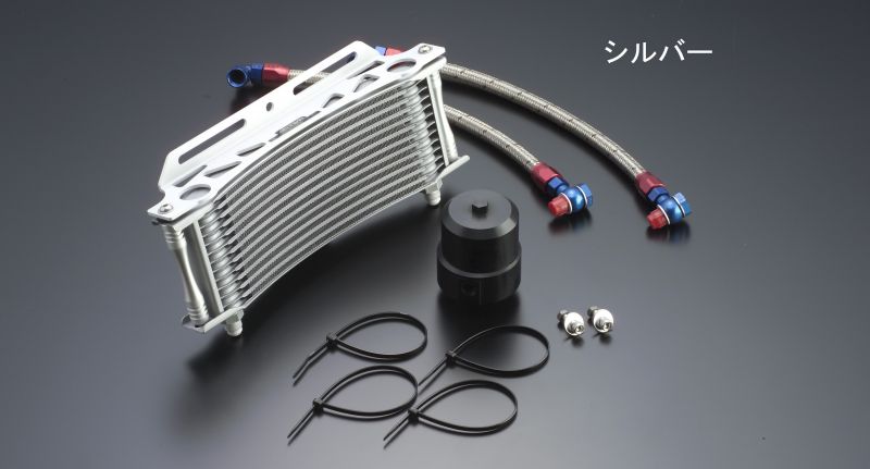 ACTIVEビッグラジエーター専用 ラウンドオイルクーラーキット シルバー #6 9インチ13段 V-MAX 96-