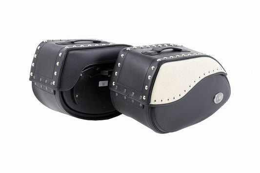 サイドレザーバッグ C-Bowサイドキャリア用 IVORY/アイボリー ブラック/ホワイト 30L 左右セット