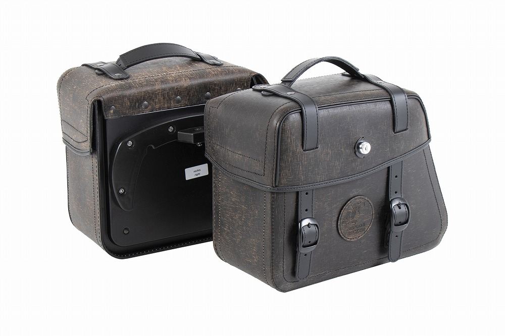 Side Leather Bags for C-Bow Side Carriers RUGGED Brown 21L Left and Right Set