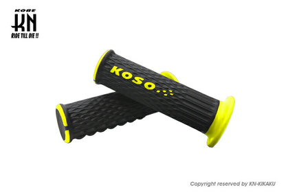 KOSO ウェーブデュアルカラーグリップ 22.2mmハンドルバー用 ブラック/イエロー 120mm 汎用