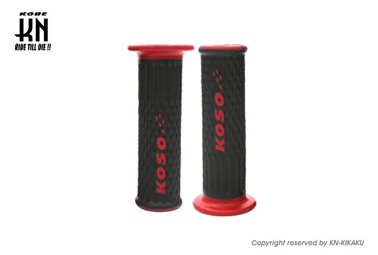 KOSO ウェーブデュアルカラーグリップ 22.2mmハンドルバー用 ブラック/レッド 120mm 汎用