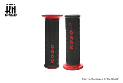 KOSO ウェーブデュアルカラーグリップ 22.2mmハンドルバー用 ブラック/レッド 120mm 汎用
