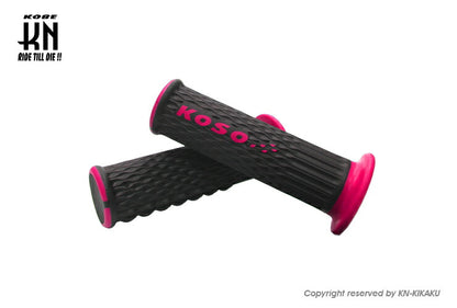 KOSO ウェーブデュアルカラーグリップ 22.2mmハンドルバー用 ブラック/ピンク 120mm 汎用