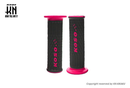 KOSO ウェーブデュアルカラーグリップ 22.2mmハンドルバー用 ブラック/ピンク 120mm 汎用