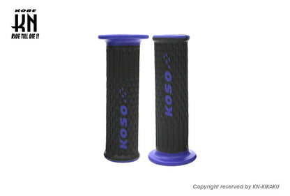 KOSO ウェーブデュアルカラーグリップ 22.2mmハンドルバー用 ブラック/ブルー 120mm 汎用