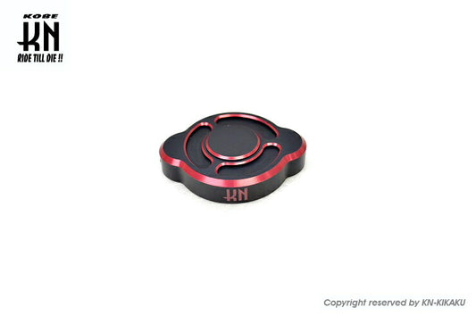 Aluminum CNC Radiator Cap for All Water-Cooled Motorcycles - Matte Black/Red