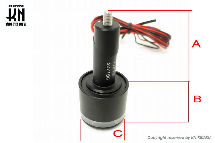 KOSOオーロラLEDバーエンド マットブラックビレットボディー ブルーライト 汎用